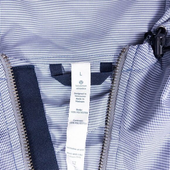 Lululemon Mens Reaction Windbreaker Jacket L Hooded Zip Navy White NWOT Golf - Picture 5 of 9